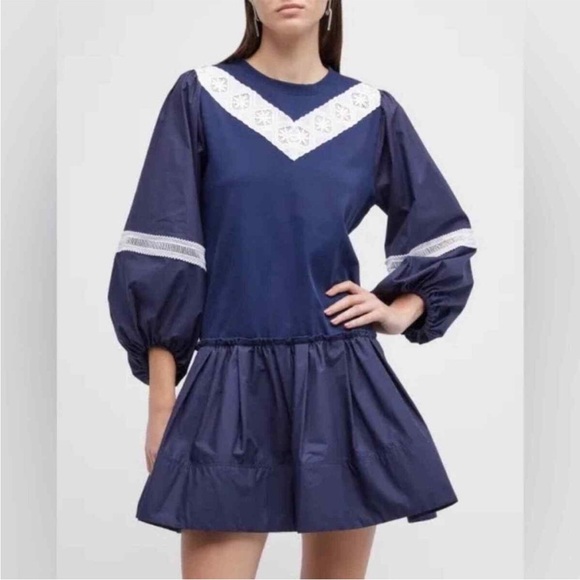 Tanya Taylor Dresses & Skirts - Tanya Taylor Dress Marble Navy Blue & White Kirstie Dress Sz S NWT w/ POCKETS!
